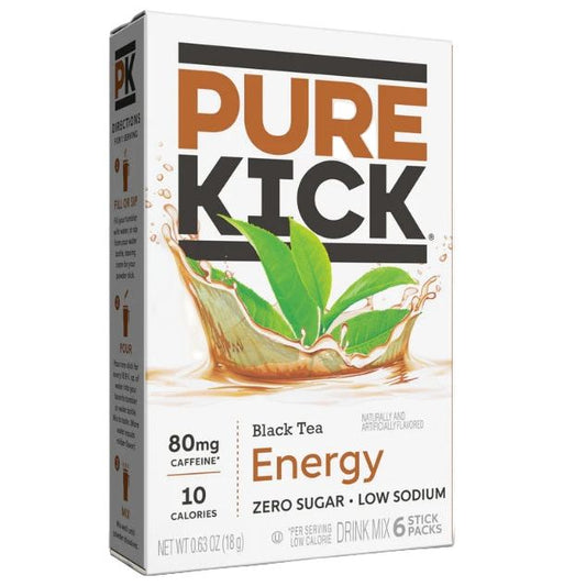 Pure Kick Black Tea Energy Drink Mix 6ct Singles to Go 0.63oz 12ct