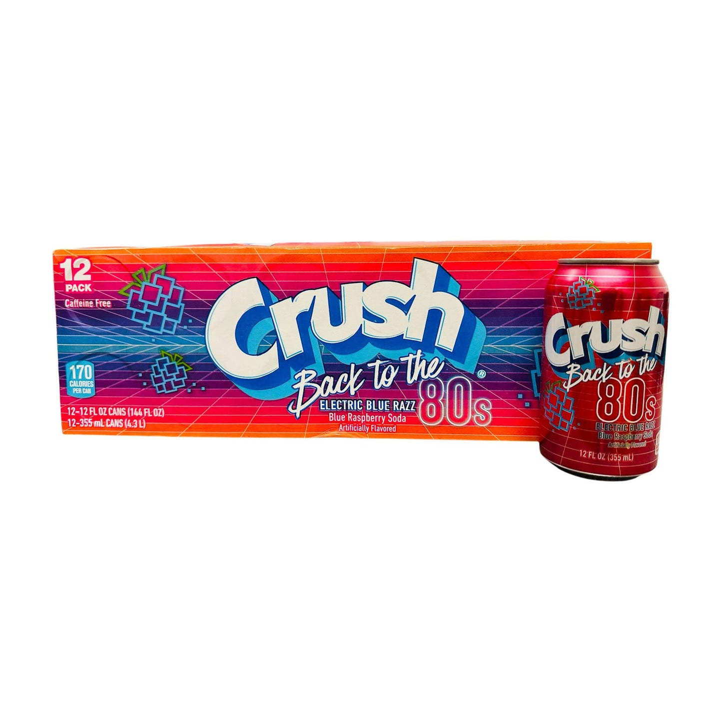 Crush Back to the 80's Electric Blue Razz Soda 12oz 12ct (Shipping Extra, Click for Details)