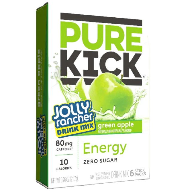 Pure Kick Jolly Rancher Green Apple Energy Drink Mix 6ct Singles to Go 0.76oz 12ct