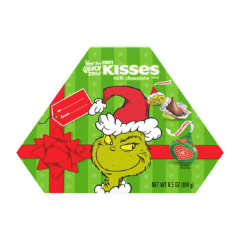 Hershey's Milk Chocolate KISSES With Grinch Foils Gift Box 6.5oz. 6ct.