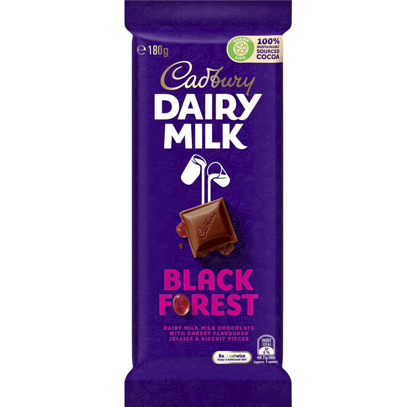 Cadbury Dairy Milk Black Forest Chocolate Block 180g 15ct (Australia) - candynow.ca
