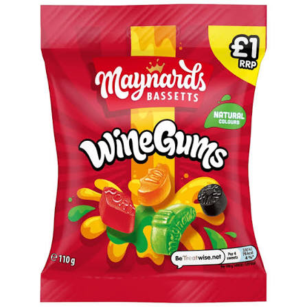 Maynards Bassetts Wine Gums Bag 110g 10ct (UK)