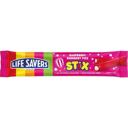 Life Savers Raspberry Sherbert Fizz Stix 40g 24ct (Australia)