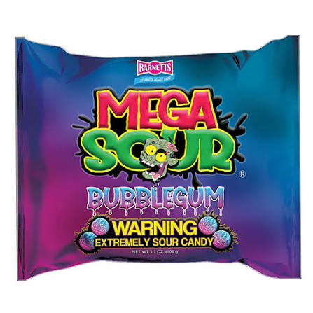 Barnett Mega Sour Candy Bubblegum 104g 12ct (UK)