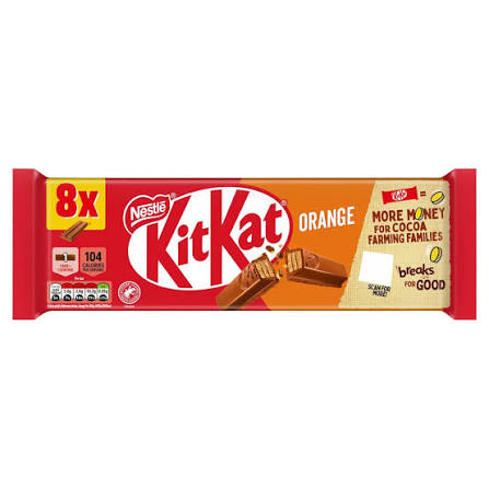 KitKat 2 Finger Orange Chocolate Bar 8pcs 165.6g 20ct (UK)