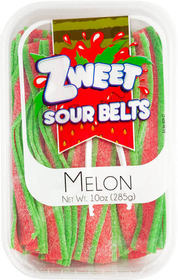 Zweet Sour Belts Melon Tray (Halal & Kosher Certified) 10oz - 285g 6ct