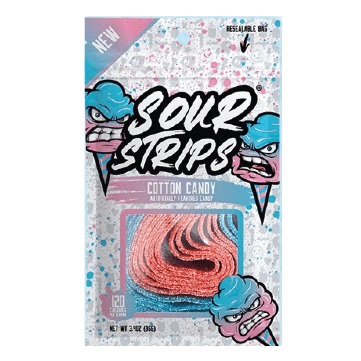 Sour Strips Peg Bag Cotton Candy 3.4oz 12ct