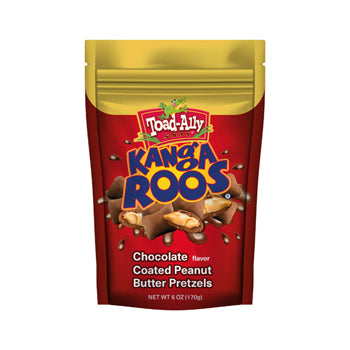 Toad Ally Kanga Roos Chocolatey Coated Peanut Butter Filled Pretzels Stand Up Bag 6oz 12ct