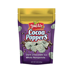Toad Ally Cocoa Poppers Dark Chocolate with White Nonpareils Stand Up Bag 8oz 12ct