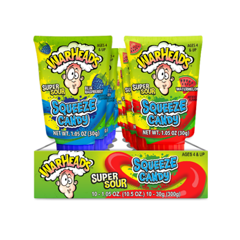 Warheads Sour Squeeze Candy Watermelon & Blue Raspberry 1.05oz 10ct