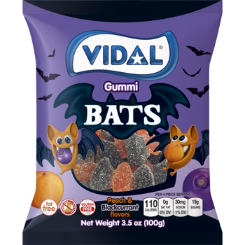 Vidal Halloween Sour Gummi Bats Peg Bags 3.50oz 14ct