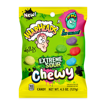 Warheads Extreme Sour Chewy Peg Bag 4.5 oz 12ct