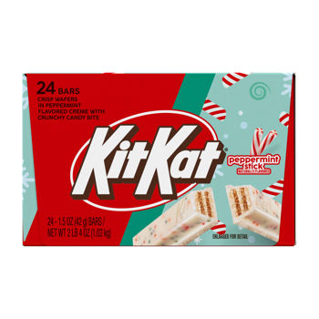 KITKAT Peppermint Stick Crisp Wafers In Peppermint Flavored Creme With Crunchy Bits Standard Bar 1.5oz 24ct