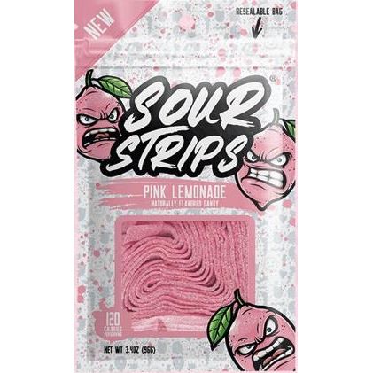 Sour Strips Peg Bag Pink Lemonade 3.4oz 12ct