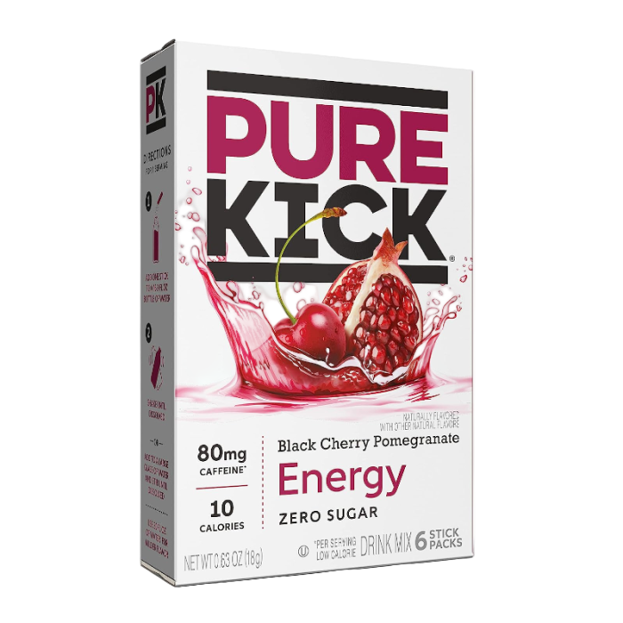 Pure Kick Black Cherry Pomegranate Energy Drink Mix 6ct Singles to Go 0.63oz 12ct