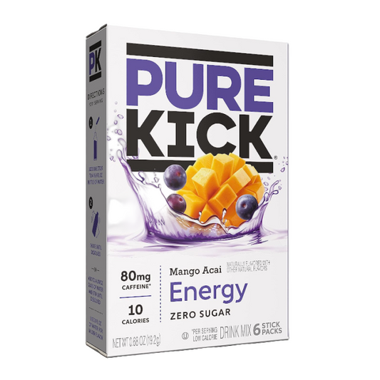 Pure Kick Mango Acai Energy Drink Mix 6ct Singles to Go 0.63oz 12ct