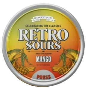 Iconic Retro Sours Mango 60g Tin 8ct