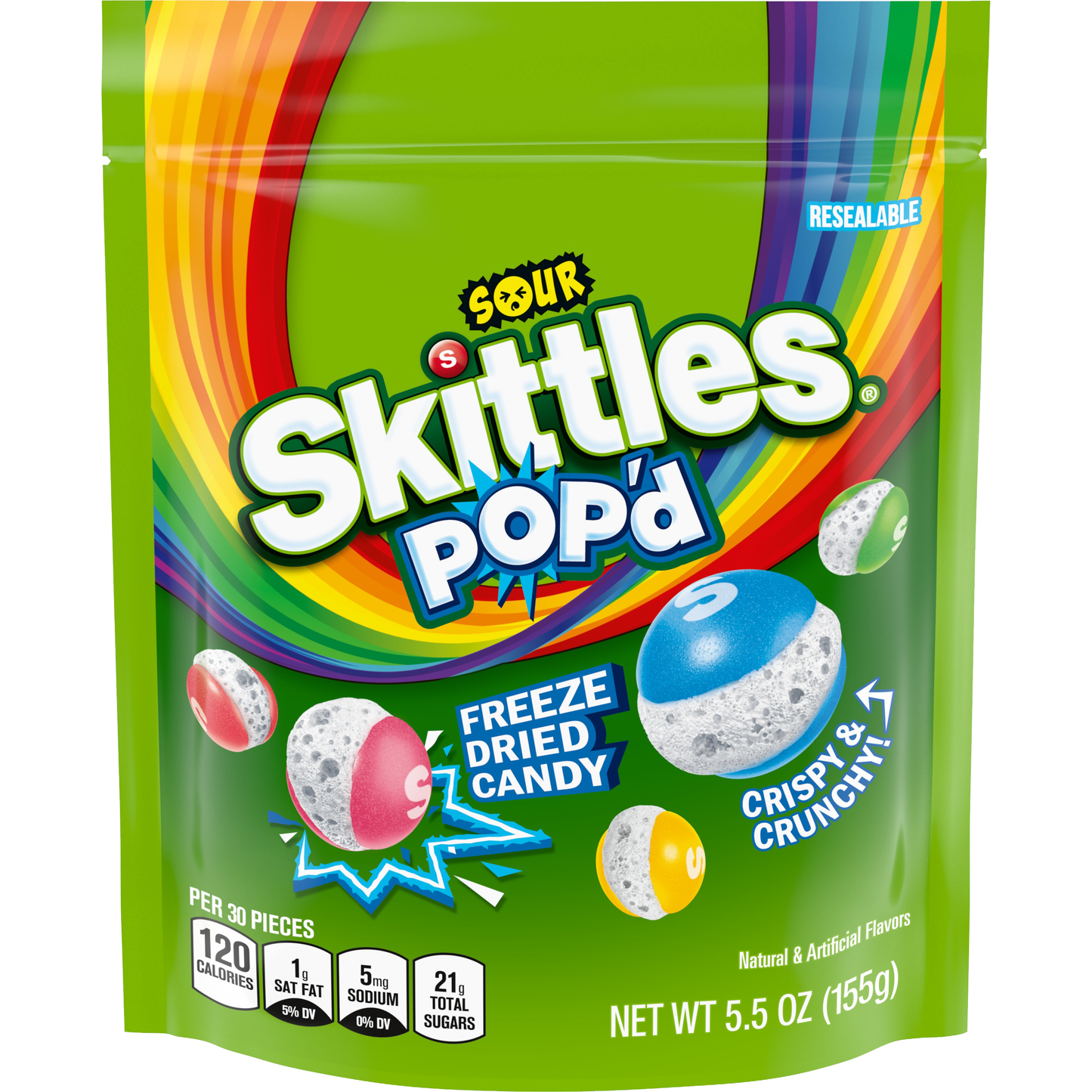 Skittles Popd Sour Standup Bag 5.5oz 8ct