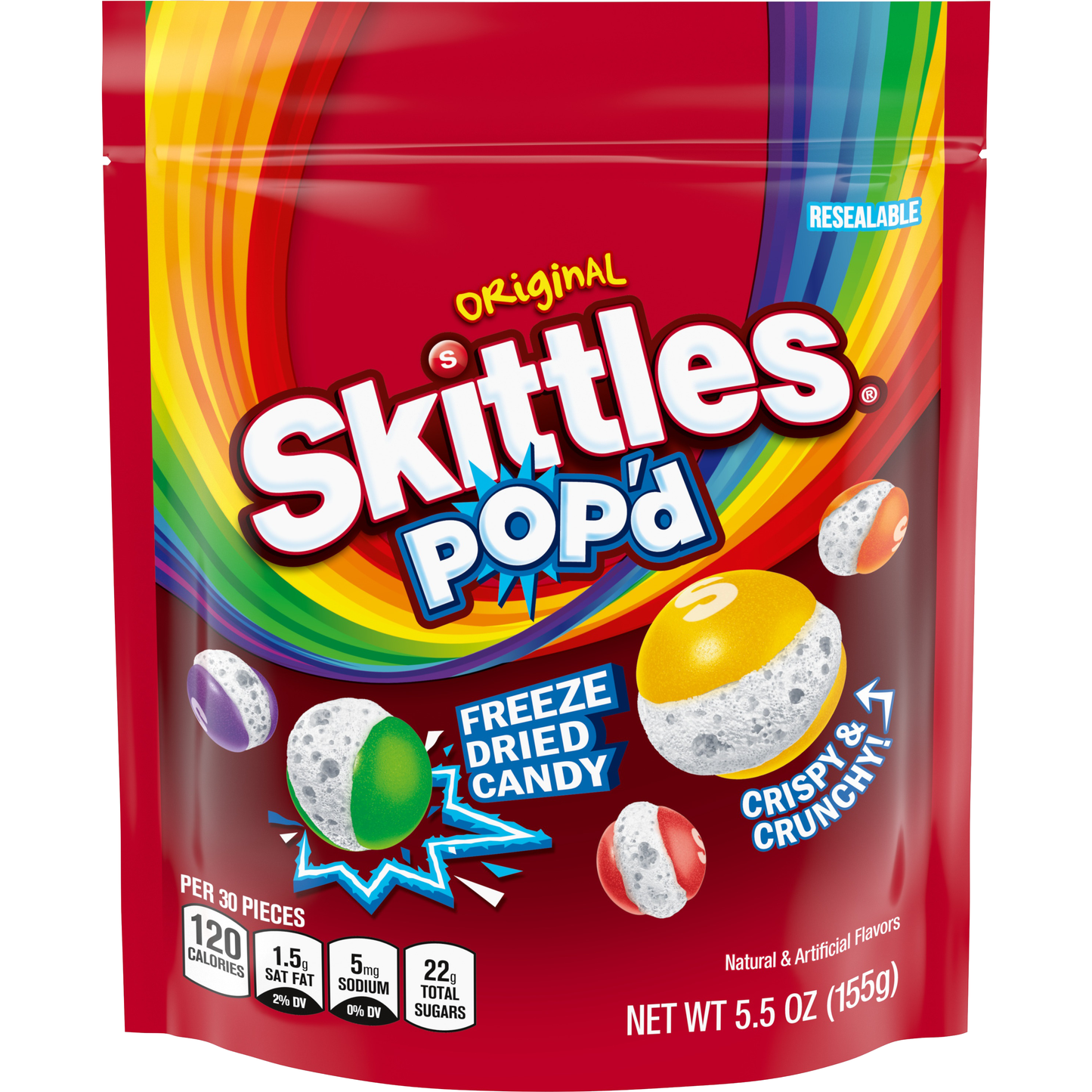 Skittles Popd Original Standup Bag 5.5oz 8ct