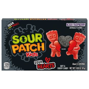 Sour Patch Kids Valentine Sour Hearts Black Raspberry Theater Box 3.08oz 12ct