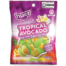 Huer Gummy Tropical Avocado Peg Bag 120g 15ct