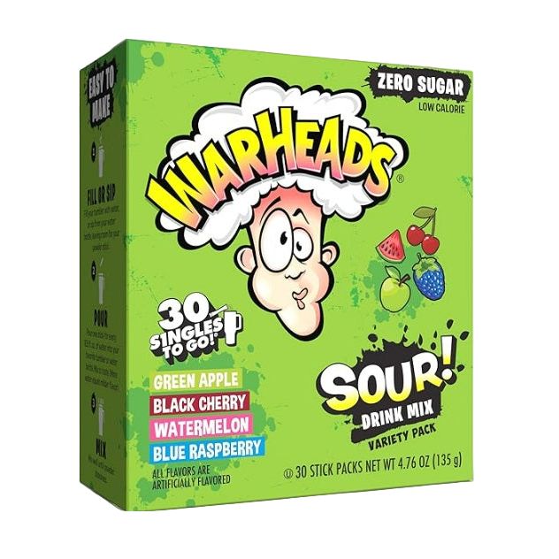 Warheads Drink Mix Variety Pack Singles To Go 30 Sticks 6ct