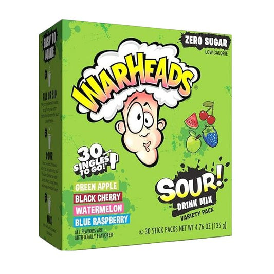 Warheads Drink Mix Variety Pack Singles To Go 30 Sticks 6ct