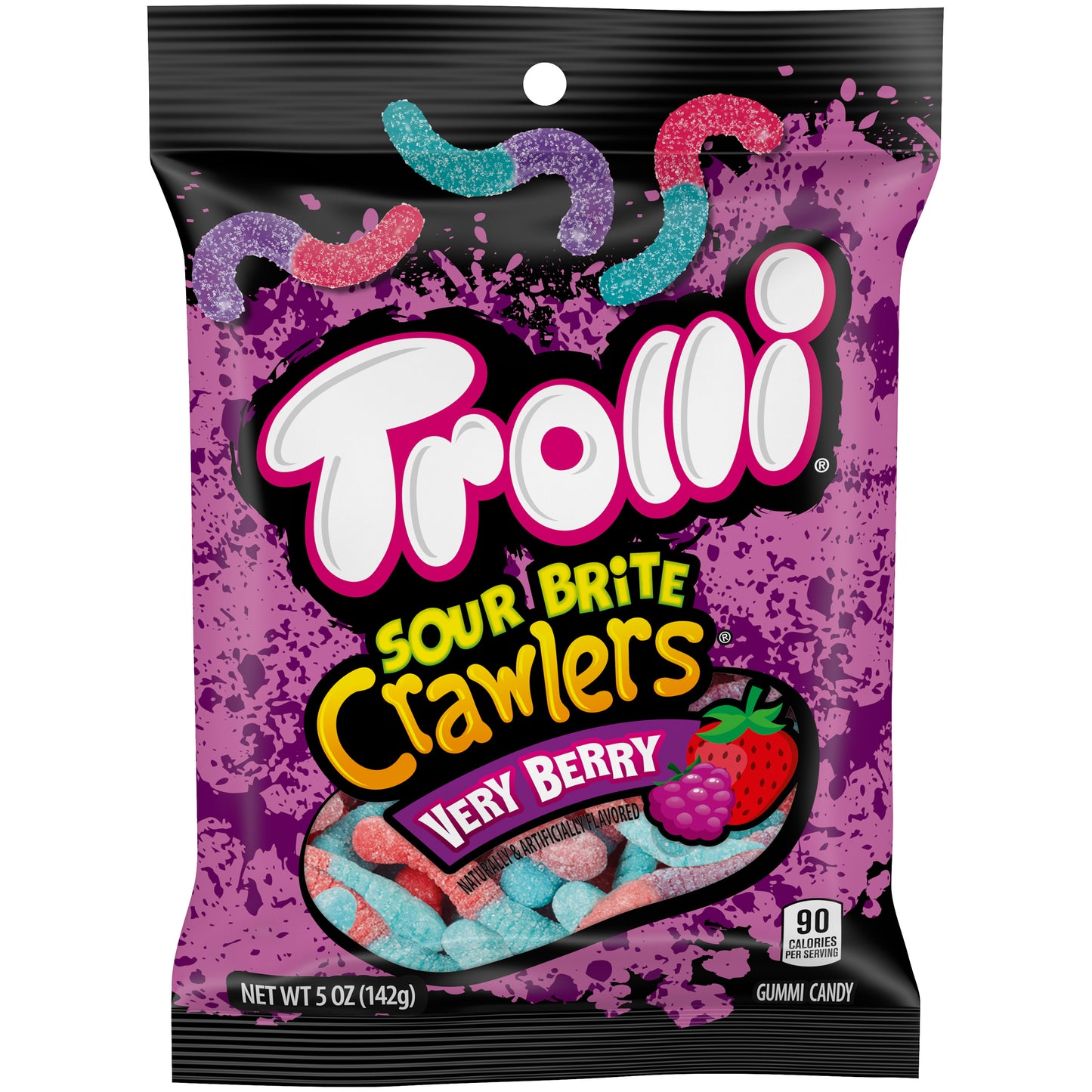 Trolli Peg Bag Sour Brite Crawlers Very Berry 5oz 12ct
