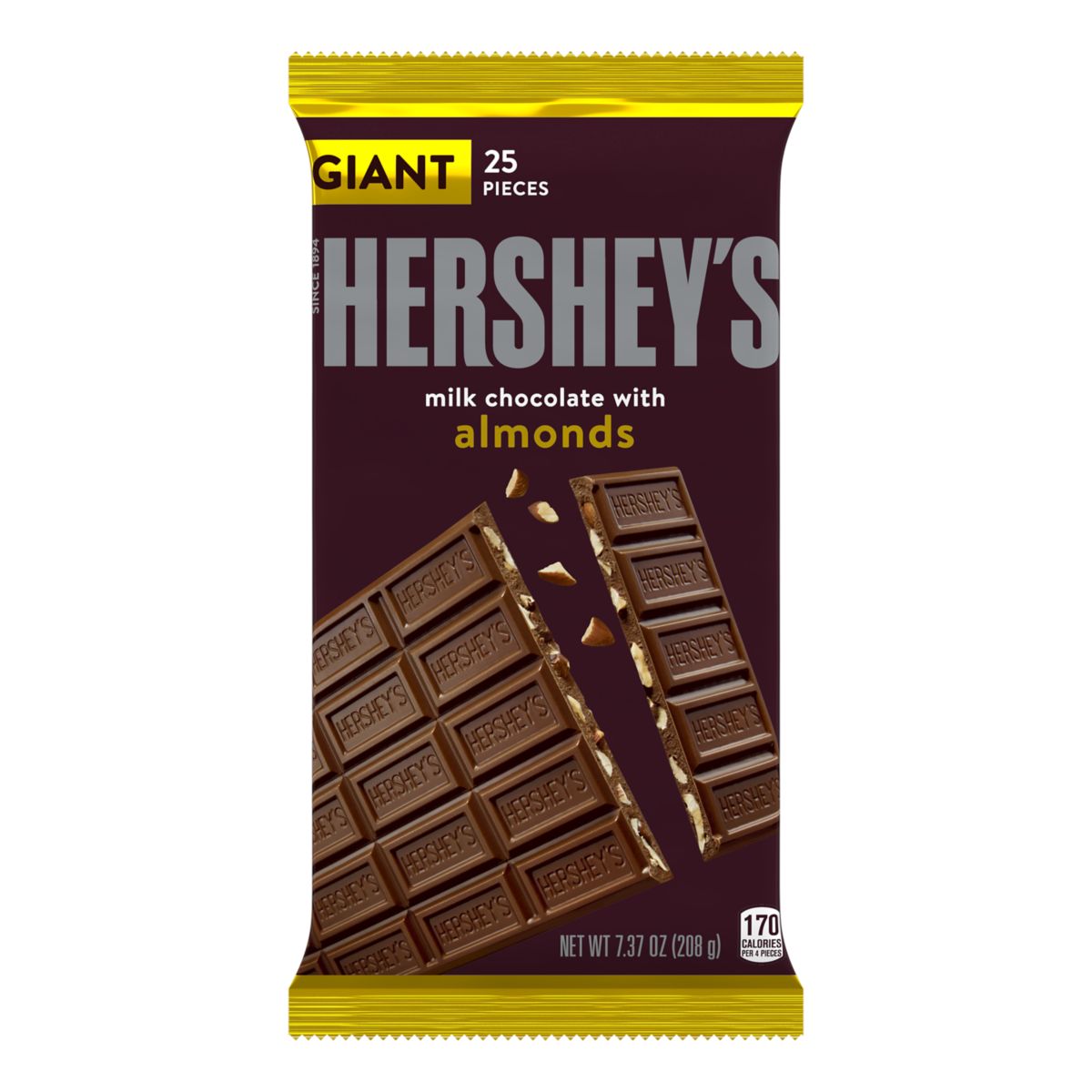 Hershey's Giant Bar With Almond 7.37oz 12ct