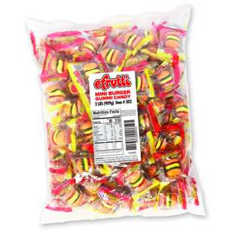 E-frutti Gummi Mini Burgers Wrapped (101pc) Bulk 2lb 1ct