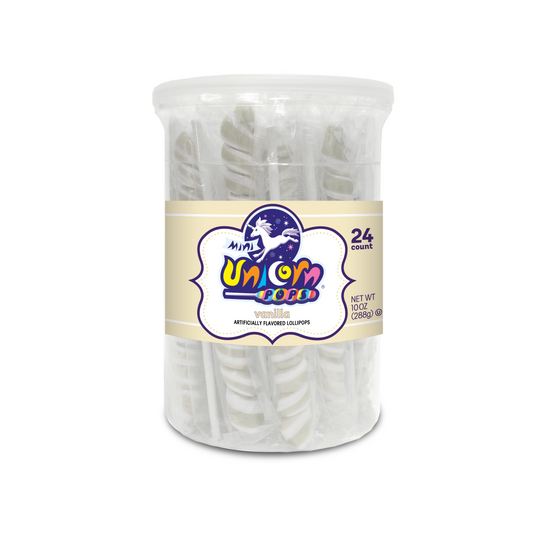 Adams & Brooks Mini Unicorn Lollipop Jar -vanilla- White 24ct