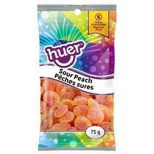 Huer Sour Peach Slices Peg Bag 75g 12ct