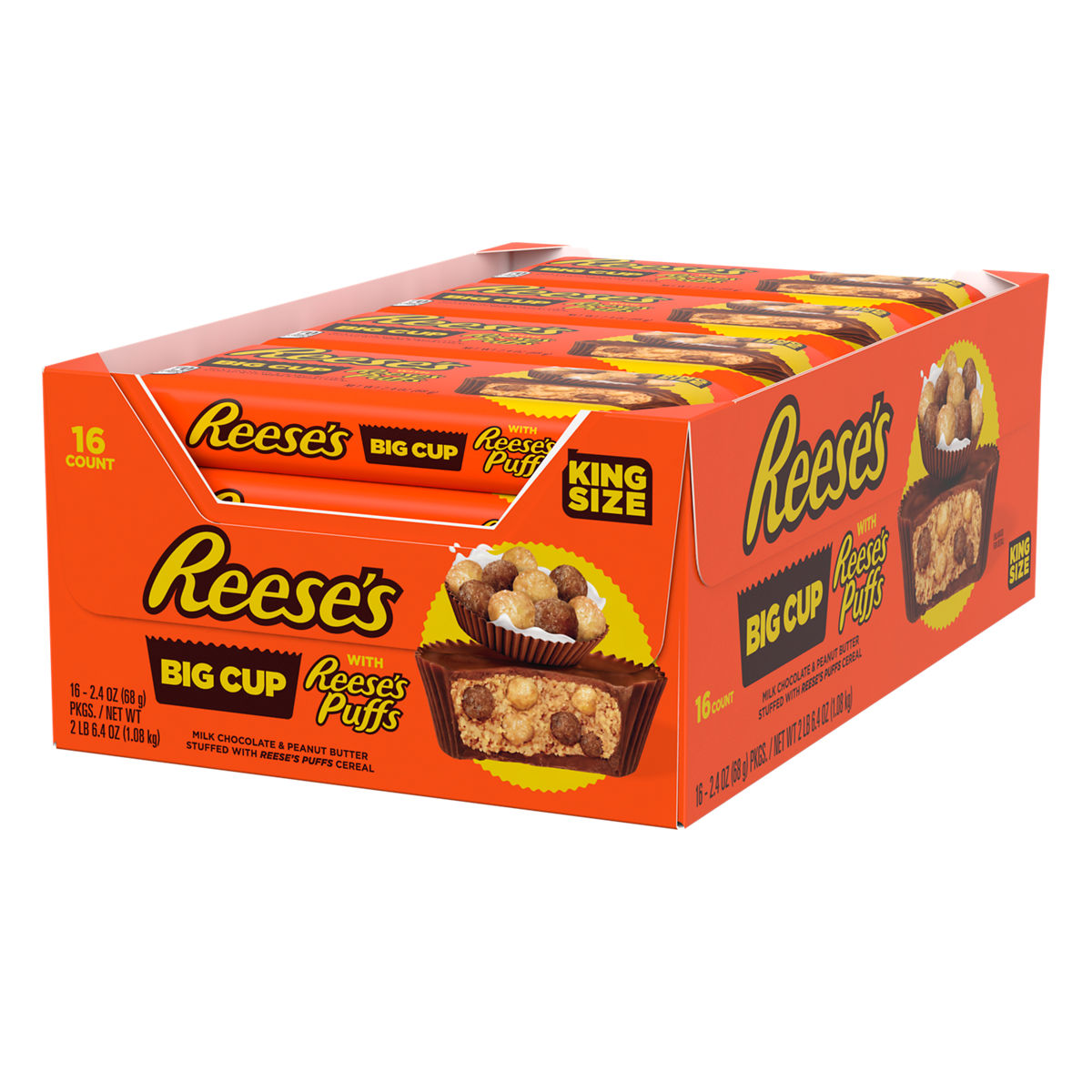 Reese's Big Cup Stuffed With Reese's Puffs King Size 2.4oz 16ct