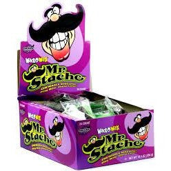Wack-O-Wax Chewy Mustache Grape .4oz 24ct - candynow.ca