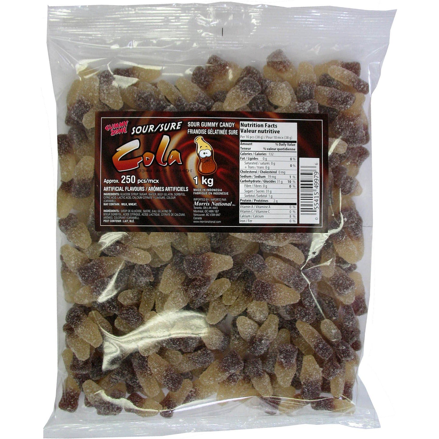 Gummy Zone Sour Cola Bottles 1kg - candynow.ca