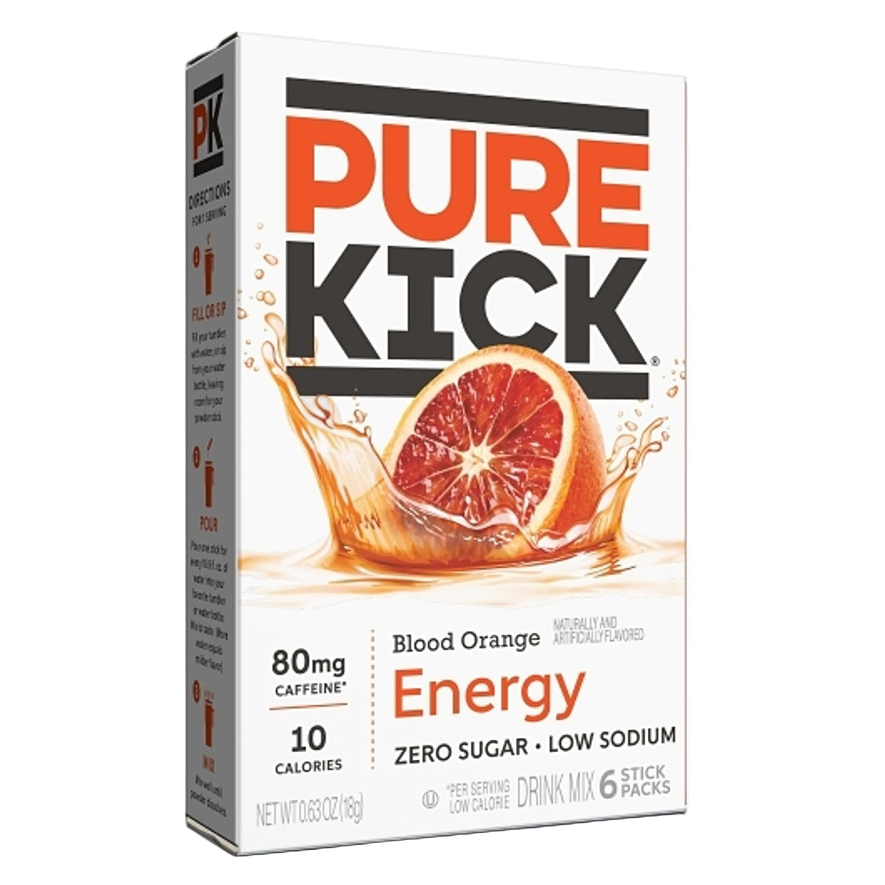 Pure Kick Blood Orange Energy Drink Mix 6ct Singles to Go 0.63oz 12ct