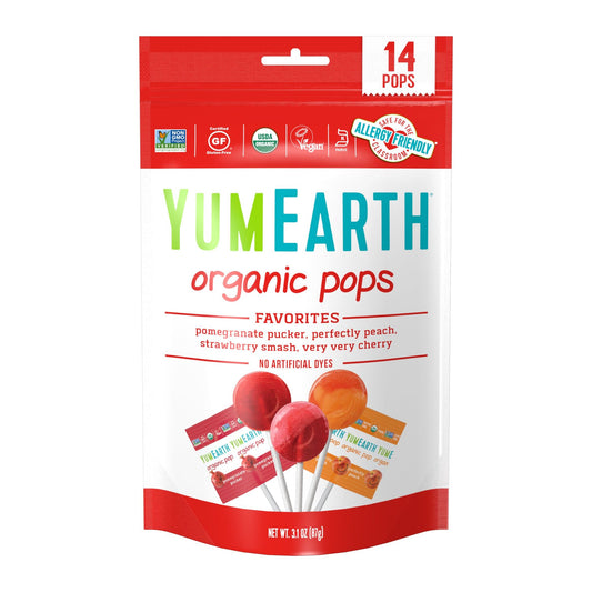 YumEarth Organic Pops- 14 Lollipops Pouch 3.1oz 6ct