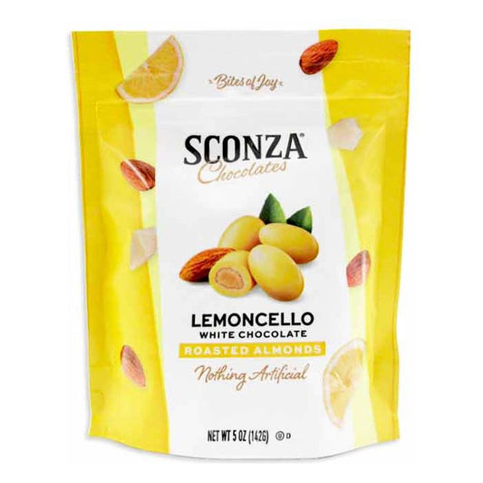 Sconza Lemoncello White Chocolate Roasted Almonds Bag 5oz 6ct