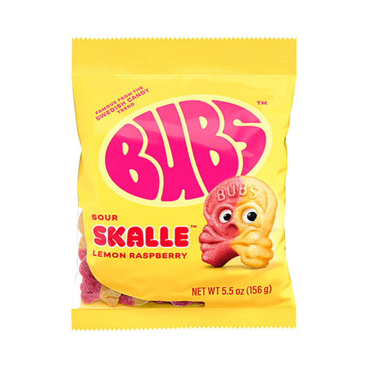 Bubs Sour Skalle Lemon Raspberry Vegan Peg Bag 156g 8ct [LIMIT 2 PER CUSTOMER]