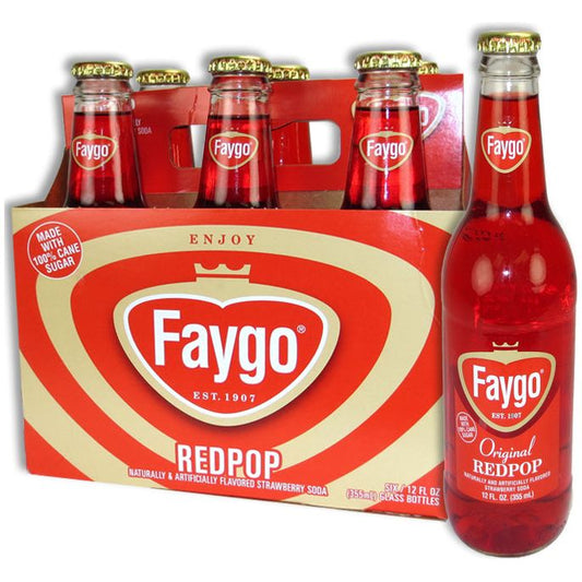 Faygo Red Pop Soda 4x6PK Glass Bottle 12oz 24ct (Pallet Shipping Only) (Shipping Extra, Click for Details)