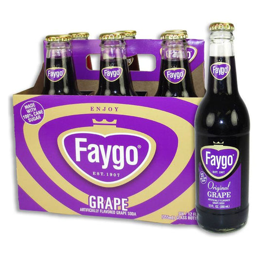 Faygo Grape Soda 4x6PK Glass Bottle 12oz 24ct (Pallet Shipping Only) (Shipping Extra, Click for Details)