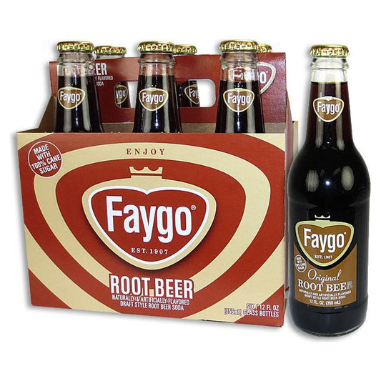 Faygo Root Beer Soda 4x6PK Glass Bottle 12oz 24ct (Pallet Shipping Only) (Shipping Extra, Click for Details)