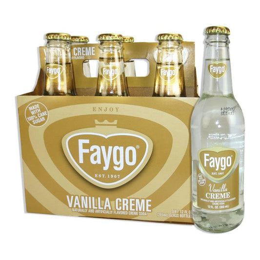 Faygo Vanilla Creme Soda 4x6PK Glass Bottle 12oz 24ct (Pallet Shipping Only) (Shipping Extra, Click for Details)