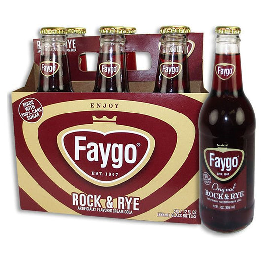 Faygo Rock & Rye Soda 4x6PK Glass Bottle 12oz 24ct (Pallet Shipping Only) (Shipping Extra, Click for Details)