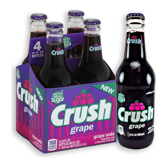 Crush Grape Real Cane Sugar Soda 4x6PK Glass Bottle 12oz 24ct (Pallet Shipping Only) (Shipping Extra, Click for Details)