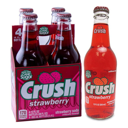 Crush Strawberry Real Cane Sugar Soda 4x6PK Glass Bottle 12oz 24ct (Pallet Shipping Only) (Shipping Extra, Click for Details)