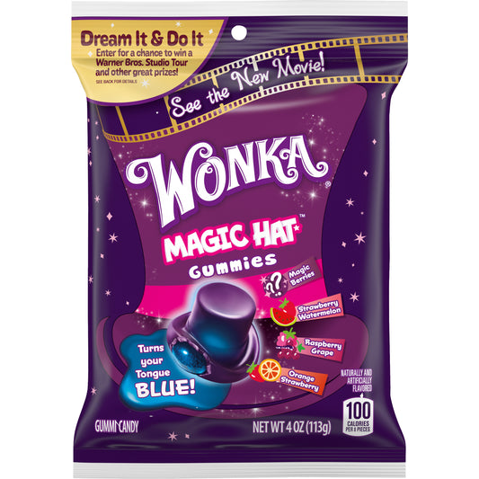 Wonka Mixed Flavors Magic Hat Gummies Peg Bag 4oz 12ct