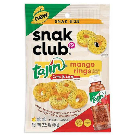 Snak Club Tajin Chili & Lime Mango Rings Peg Bag Vegan 2.25oz 12ct