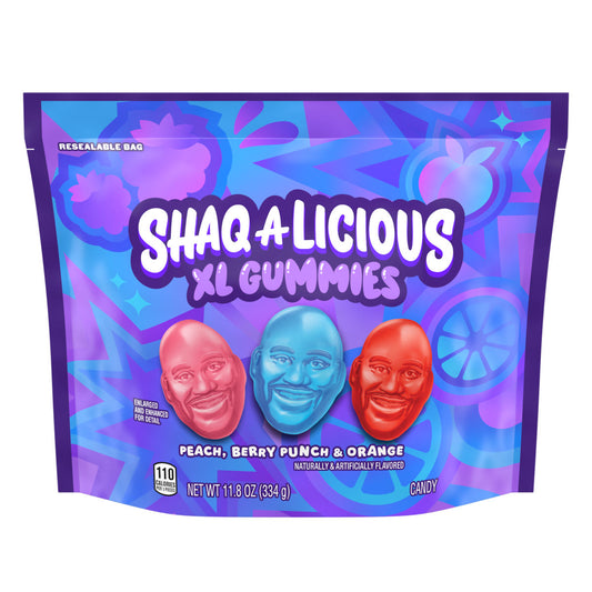 SHAQ-A-LICIOUS Original Gummies Pouch (Peach, Orange & Berry Punch), 11.8oz 8ct