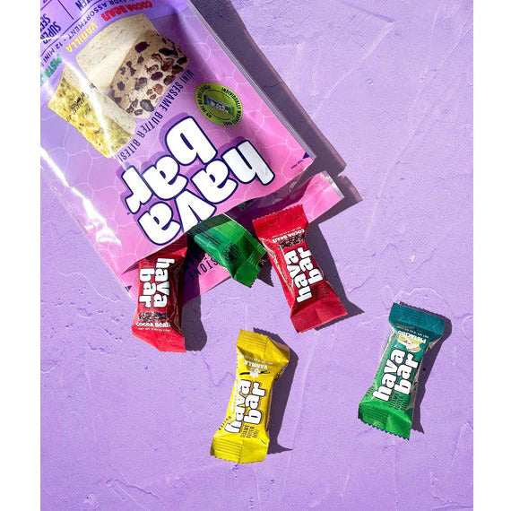 Hava Bar Mini Assorted Halva Bars Peg Bag 5.1oz 6ct candynow.ca